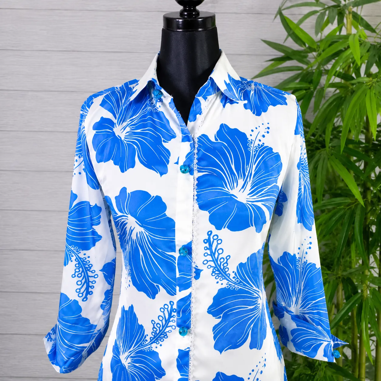 Blue Floral Printed Kurti with Navy Straight Pants